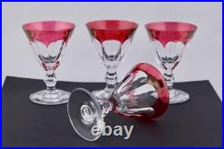Set Of 4 Bleikristall Handgeschliffen Crystal Ruby Red Footed Cordial Glasses