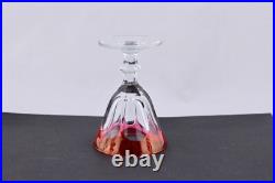 Set Of 4 Bleikristall Handgeschliffen Crystal Ruby Red Footed Cordial Glasses