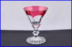 Set Of 4 Bleikristall Handgeschliffen Crystal Ruby Red Footed Cordial Glasses