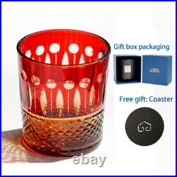 Set Of 4 Glasses Crystal Style Colored Whiskey Tumbler Handmade Gift Pack