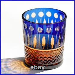 Set Of 4 Glasses Crystal Style Colored Whiskey Tumbler Handmade Gift Pack