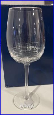 Set Of 4 NEW Mikasa Swirl Clear 9 1/2 17oz Clear Water Goblets Wine Glasses NIB