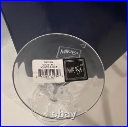 Set Of 4 NEW Mikasa Swirl Clear 9 1/2 17oz Clear Water Goblets Wine Glasses NIB