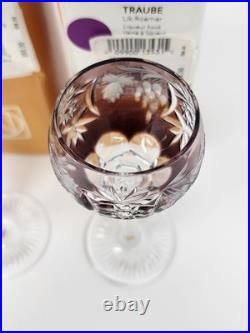 Set Of 4 Nachtmann Traube Crystal Cordial Glasses New Boxes Purple Red Golden