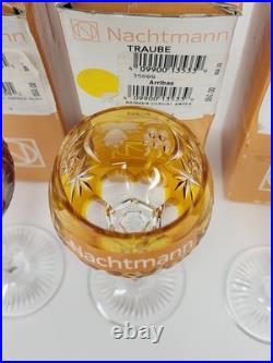Set Of 4 Nachtmann Traube Crystal Cordial Glasses New Boxes Purple Red Golden