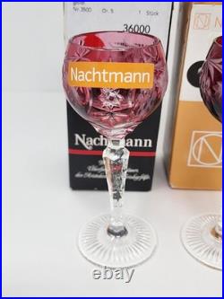 Set Of 4 Nachtmann Traube Crystal Cordial Glasses New Boxes Purple Red Golden