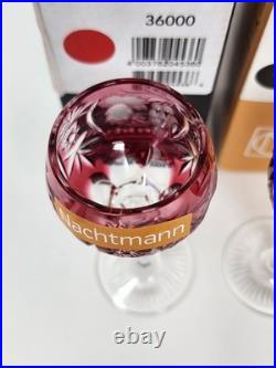 Set Of 4 Nachtmann Traube Crystal Cordial Glasses New Boxes Purple Red Golden