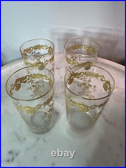 Set Of 4 Saint Louis Massenet 24k Gold Encrusted French Antique Crystal Tumblers