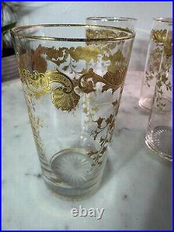 Set Of 4 Saint Louis Massenet 24k Gold Encrusted French Antique Crystal Tumblers