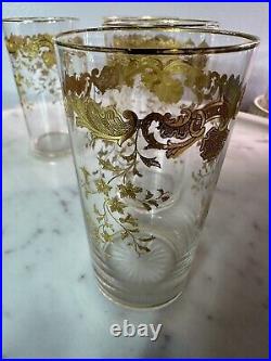 Set Of 4 Saint Louis Massenet 24k Gold Encrusted French Antique Crystal Tumblers