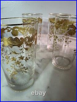 Set Of 4 Saint Louis Massenet 24k Gold Encrusted French Antique Crystal Tumblers