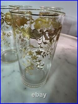 Set Of 4 Saint Louis Massenet 24k Gold Encrusted French Antique Crystal Tumblers