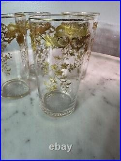 Set Of 4 Saint Louis Massenet 24k Gold Encrusted French Antique Crystal Tumblers