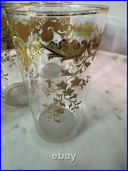 Set Of 4 Saint Louis Massenet 24k Gold Encrusted French Antique Crystal Tumblers