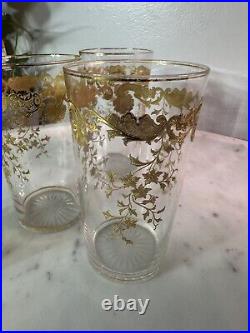 Set Of 4 Saint Louis Massenet 24k Gold Encrusted French Antique Crystal Tumblers