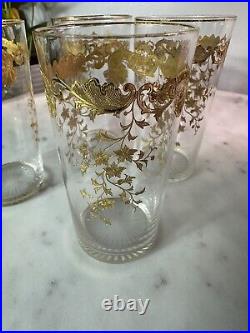 Set Of 4 Saint Louis Massenet 24k Gold Encrusted French Antique Crystal Tumblers