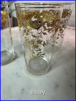 Set Of 4 Saint Louis Massenet 24k Gold Encrusted French Antique Crystal Tumblers