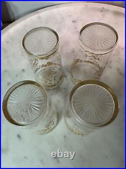 Set Of 4 Saint Louis Massenet 24k Gold Encrusted French Antique Crystal Tumblers