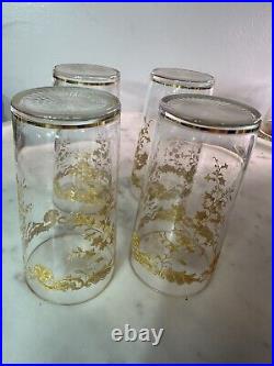 Set Of 4 Saint Louis Massenet 24k Gold Encrusted French Antique Crystal Tumblers