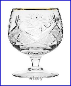 Set Of 4 Vintage Crystal Glasses Brandy&Cognac Snifter With 24K Gold Rim 10 Oz