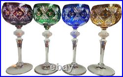 Set Of 4 Vintage Nachtmann Bleikristall Cut To Clear Wine/cordial Glasses