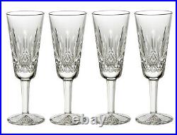 Set Of 4 Waterford Crystal Lismore 7 1/4 High Champagne Flutes New In Box Nib