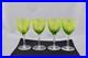 Set Of 4 Wine Goblets Chartreuse Yellow Green Clear Brilliant Era Cut Crystal