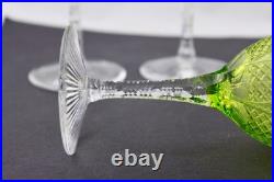 Set Of 4 Wine Goblets Chartreuse Yellow Green Clear Brilliant Era Cut Crystal