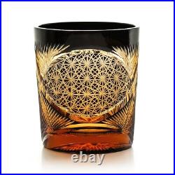 Set Of 4Colors Vintage Crystal Whiskey Glasses Tumbler Hand Carved Glassware 9oz