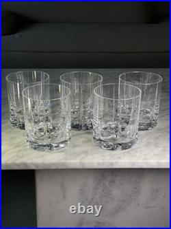 Set Of 5 MILLER Rogaska Tulipe Double Old Fashioned Glass Crystal Vintage Rare