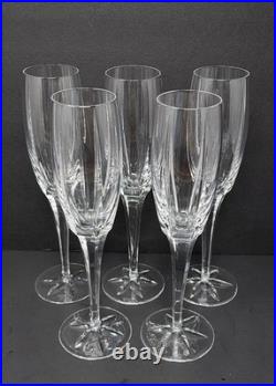 Set Of 5 Miller Rogaska Tulipe Crystal Champagne Flute Glass High End Glassware
