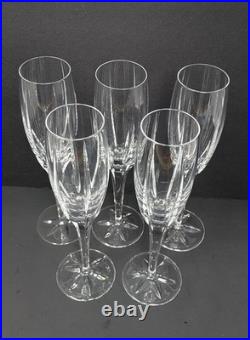 Set Of 5 Miller Rogaska Tulipe Crystal Champagne Flute Glass High End Glassware
