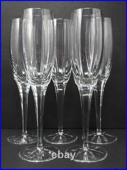 Set Of 5 Miller Rogaska Tulipe Crystal Champagne Flute Glass High End Glassware
