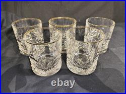 Set Of 5 Perfect Royal Crystal Rock Aurea Gold Trim Double Old Fashioned Glasses