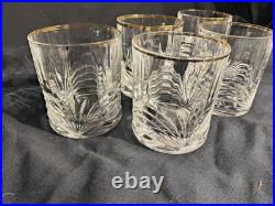 Set Of 5 Perfect Royal Crystal Rock Aurea Gold Trim Double Old Fashioned Glasses