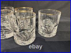 Set Of 5 Perfect Royal Crystal Rock Aurea Gold Trim Double Old Fashioned Glasses