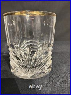 Set Of 5 Perfect Royal Crystal Rock Aurea Gold Trim Double Old Fashioned Glasses