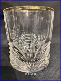 Set Of 5 Perfect Royal Crystal Rock Aurea Gold Trim Double Old Fashioned Glasses