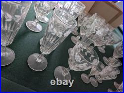 Set Of 5 Vintage Libbey Glenmore Etched Floral Crystal Wine Glasses 6 Tall