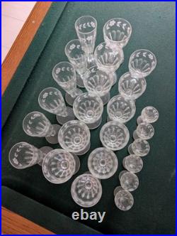 Set Of 5 Vintage Libbey Glenmore Etched Floral Crystal Wine Glasses 6 Tall