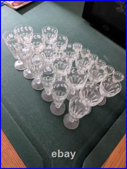 Set Of 5 Vintage Libbey Glenmore Etched Floral Crystal Wine Glasses 6 Tall