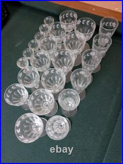 Set Of 5 Vintage Libbey Glenmore Etched Floral Crystal Wine Glasses 6 Tall