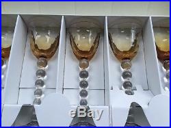 Set Of 6 Beautiful Saint-Louis Crystal Bubbles Hock Wine Glasses Amber