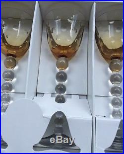 Set Of 6 Beautiful Saint-Louis Crystal Bubbles Hock Wine Glasses Amber