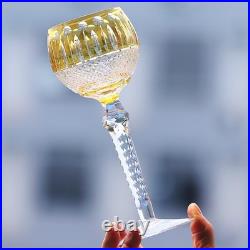 Set Of 6 Colors Wedding Water Wine Goblet Hand Cut Crystal Glasses Stemware