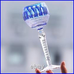 Set Of 6 Colors Wedding Water Wine Goblet Hand Cut Crystal Glasses Stemware