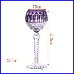 Set Of 6 Colors Wedding Water Wine Goblet Hand Cut Crystal Glasses Stemware