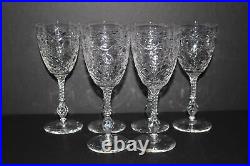 Set Of 6 Libbey Rock Sharpe 1017-1 Etched Crystal 8 Water Goblets