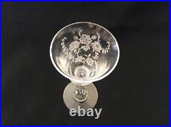 Set Of 6 Tiffinrambling Roseetched Crystal 1 Ounce Footed Cordial Goblet