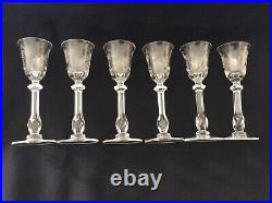 Set Of 6 Tiffinrambling Roseetched Crystal 1 Ounce Footed Cordial Goblet